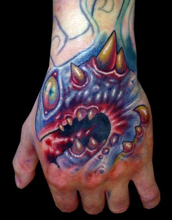 Tattoos - Coverup tattoos - worm hand 